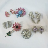 3 Weiss brooches & 4 pairs of Weiss earrings