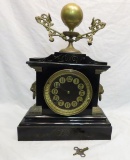 Ansonia Iron clock with brass topper