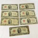 7 1928 $2 US Notes