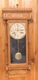 Asbury Gilbert Spoon carved oak wall clock