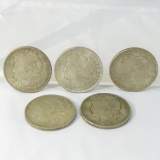 5 1921 Morgan Silver Dollars
