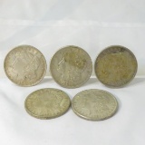 5 1921 D Morgan Silver Dollars