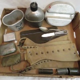 WWII Field gear, canteen, soap tin, etc