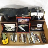 Pocket knives and fixed blade knife with sheath
