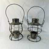 2 Great Northern railroad lanterns 1 missing glass