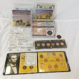 US Coin sets, pennies, nickels, dimes, some silver