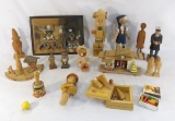 Carved wooden figurines many from Italy