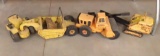 3 vintage Tonka trucks roller, excavator, and more
