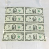 8 uncut 2006 $2 notes