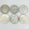 6 Mexican silver coins 1, 100, 5 and 10 peso coins