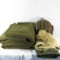 Vintage wool blankets, army bag, canteen