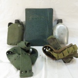 Military belts, canteens, yearbook