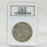 1922 Peace Silver Dollar NGC Graded MS 63
