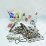 Bottle openers and beer glasses