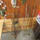 Vintage fishing Spears, Harpoon, fishing net