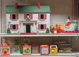 Dollhouse, Fisher-Price toys, kids books
