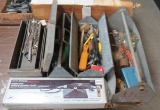 Tools, ice auger and 4 tolls boxes full