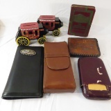 Colt leather wallet, leather cigar holder, etc
