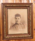 Antique framed print of woman