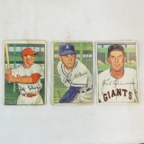 3 1952 Bowman Baseball Cards High Numbers