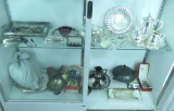 2 shelves of silver plate serving pieces