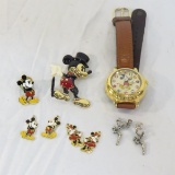 Mickey Mouse Lorus watch, Tinkerbell earrings