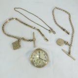 Vintage Elgin pocket watch with three fobs