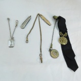 3 vintage watch fobs one is Sterling