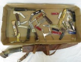 Horn handle knife and assorted pocket knives