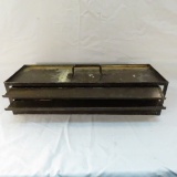 Unique metal tackle box with vintage lures
