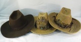 3 vintage hats, one is a Stetson