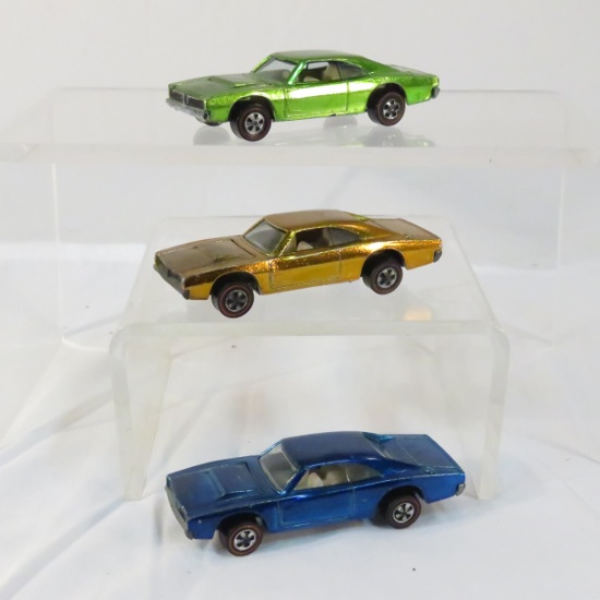 3 Hot Wheels Redlines 1968 Custom Dodge Charger