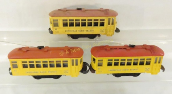 3 Lionelville 60 trolley cars