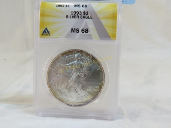 1993 $1 Silver Eagle ANACS Graded MS68