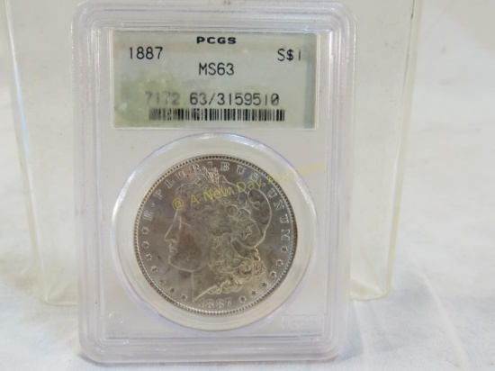 1887 Morgan Silver Dollar PCGS Graded MS63
