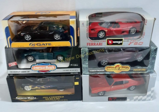 Set of 6 Model Diecast with boxes 1:18 scale