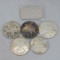 6 1 ozt silver coins, 2 are American Eagles