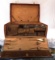 Vintage Alligator skin suitcase & vanity jars