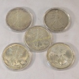 5 American Silver Eagles 1991,1992,1993,1994,1995