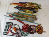 Advertising pens & pencils, and patches- some NRA