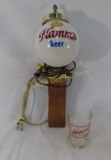 Vintage Hamm's beer light & glass