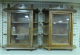 2 table top curio cabinets- wood and glass