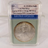 2001 $1 Silver Eagle recovered at WTC Ground Zero