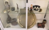Brass platter, decoratives, altimeter and more