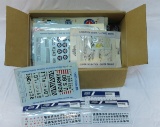 Box full of model decals- some military