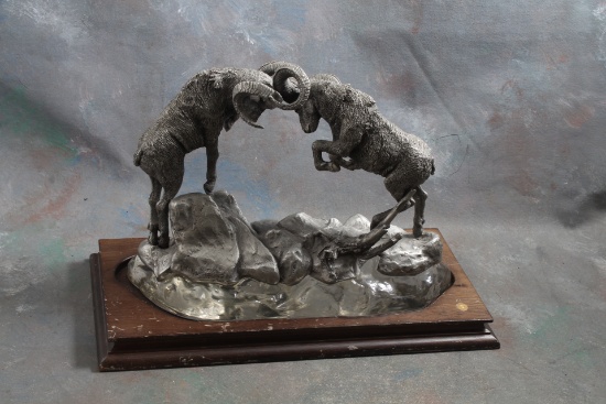 1977 Dall Rams Sculpture by L.C. Hampton #47 Chilmark Fine Pewter