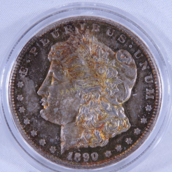 1890 S Morgan Silver Dollar Toned OBV UNC