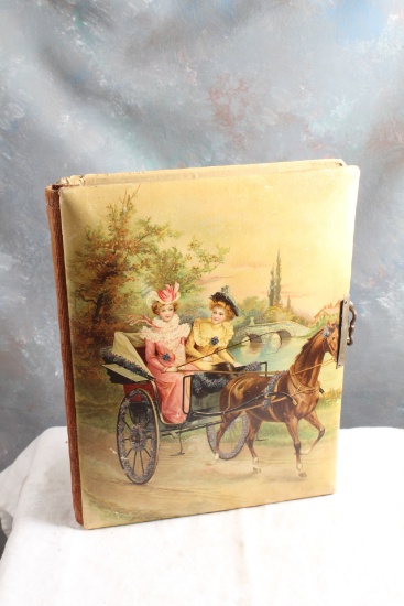 Antique Victorian Ladies in Horse Drawn Carriage Celluloid Photo Album