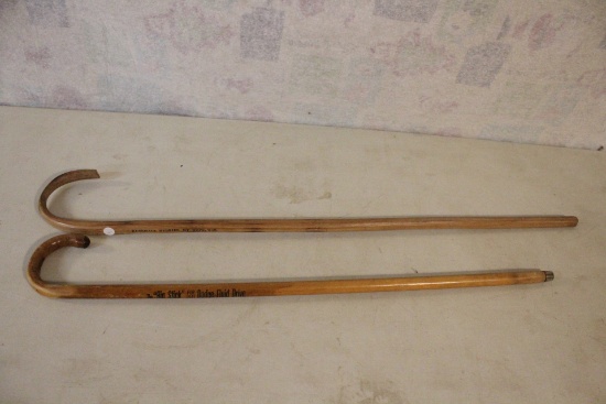 2 Vintage Advertising Wooden Canes "The Big Stick" 1941 Dodge Automobile and