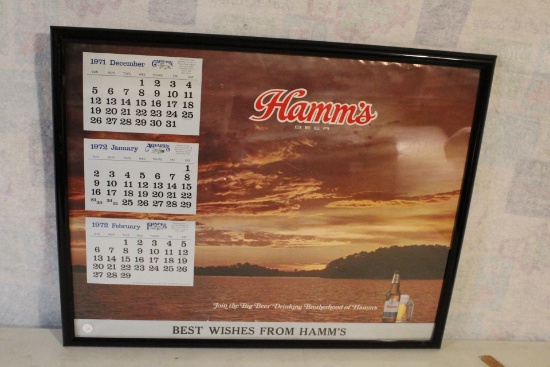 1971-72 Framed Hamm's Beer Best Wishes Calendar